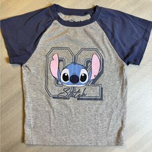 Disney Stitch Raglan Short Sleeve Tee in Gray and Navy XS